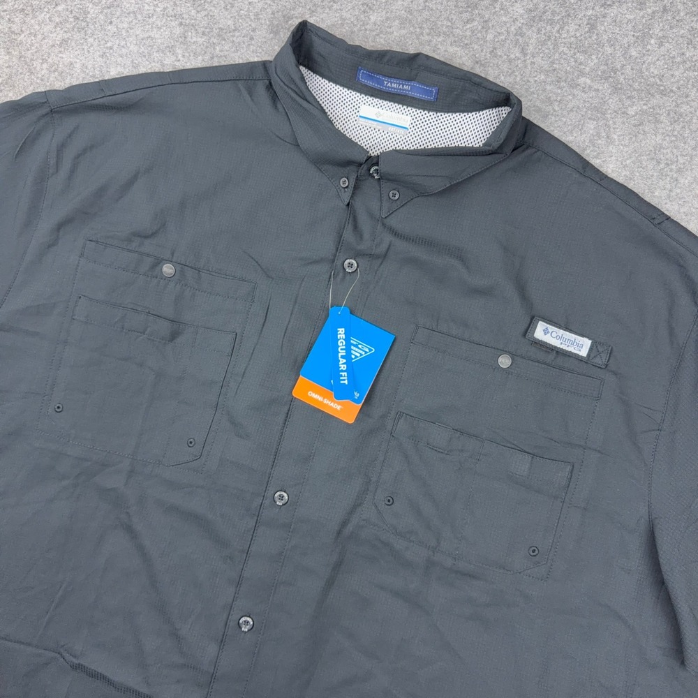 Columbia PFG Tamiami II Shirt Mens 4XT Big Black Vented Fishing Omni-Shade NEW
